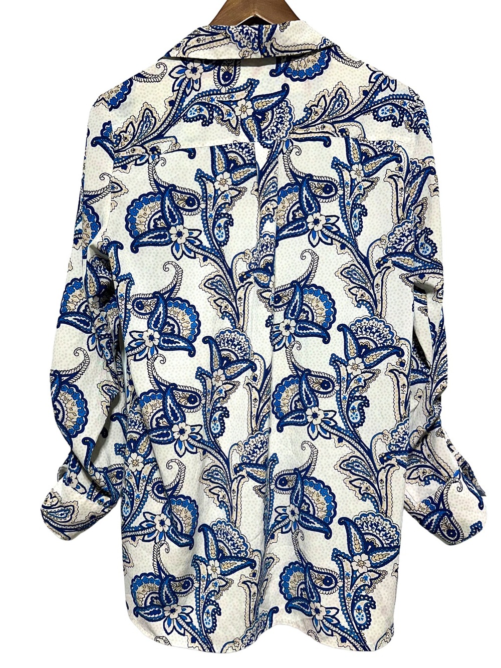 TOMMY HILFIGER Paisley Button Down Blouse Coastal Boho Preppy - Picture 6 of 9